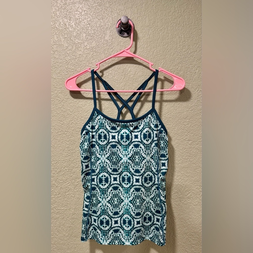 Athleta Teal and White Patterned Camisole
